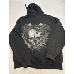 Lamb Of God Tultex Hoodie Mens Large Black Full Zip Skull Graphic Sweatshirt